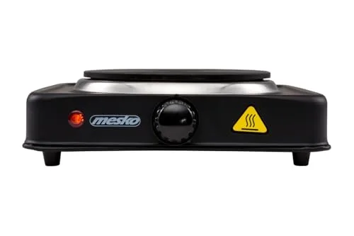 Mesko ▫️ MS 6508 MS-6508 Fogão elétrico, regulador de temperatura, compacto, para viagens e campismo, 154 mm, 1000 W, preto, 1000 W, alumínio 3