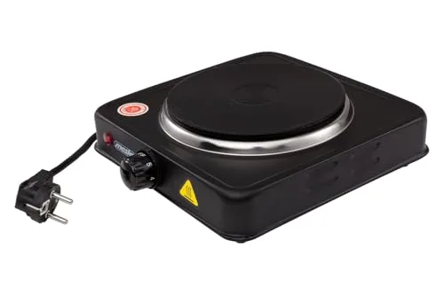 Mesko ▫️ MS 6508 MS-6508 Fogão elétrico, regulador de temperatura, compacto, para viagens e campismo, 154 mm, 1000 W, preto, 1000 W, alumínio 5