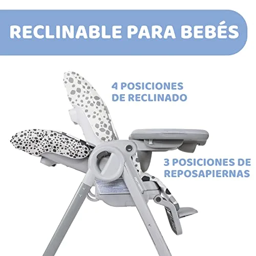 Chicco ▫️ Polly Progres5 - Cadeira de refeições evolutiva, de espreguiçadeira a elevador, 4 rodas, dos 0 aos 3 anos, cinzenta 3