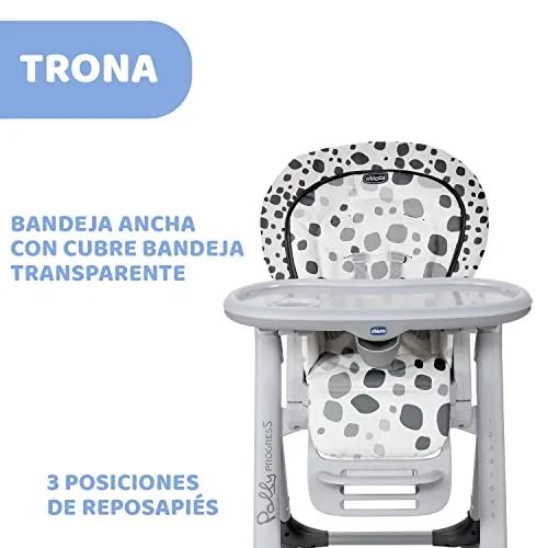 Chicco ▫️ Polly Progres5 - Cadeira de refeições evolutiva, de espreguiçadeira a elevador, 4 rodas, dos 0 aos 3 anos, cinzenta 4