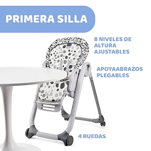 Chicco ▫️ Polly Progres5 - Cadeira de refeições evolutiva, de espreguiçadeira a elevador, 4 rodas, dos 0 aos 3 anos, cinzenta 5