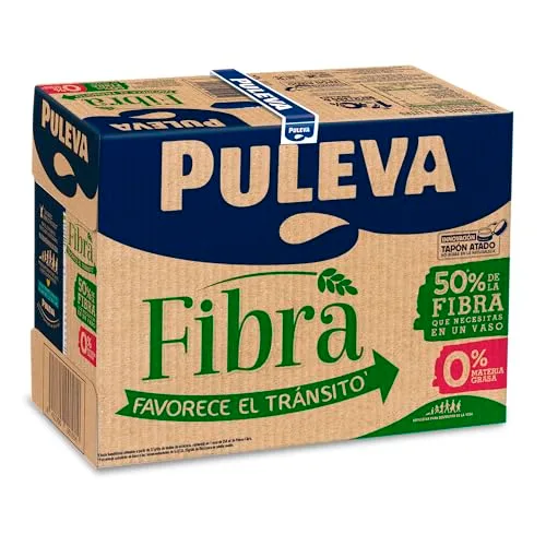 Puleva ▫️ Leite com Fibra de Chicória e Aveia, Bebida Láctea, Favorece o Trânsito Intestinal e a Digestão, Cálcio e Vitaminas, 50% da Dose Diária de Fibra por Copo, Embalagem de 6 x 1 Litro 6