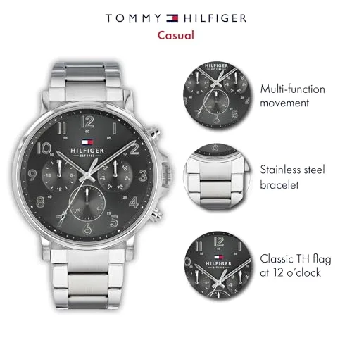 Tommy Hilfiger ▫️ Relógio analógico multifunções de quartzo para homem, com bracelete em aço inoxidável ou bracelete em pele 5