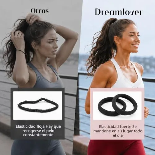 Dreamlover ▫️ Elásticos Pretos para o Cabelo, 50 Unidades, Elásticos para o Cabelo de Mulher, Elásticos que Não Partem o Cabelo, Elásticos para o Cabelo, Elásticos Resistentes para o Cabelo de Mulher 2
