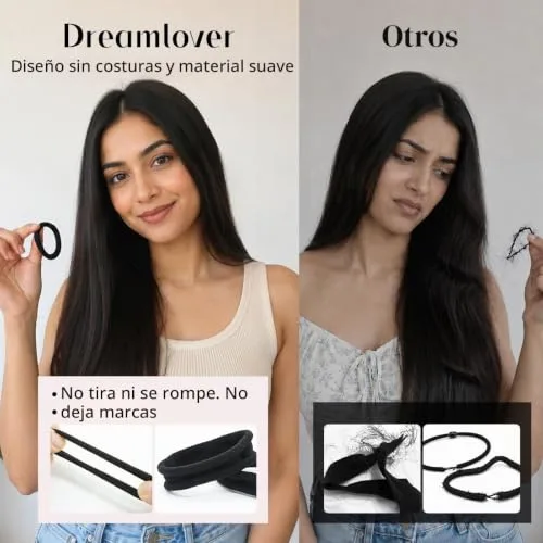 Dreamlover ▫️ Elásticos Pretos para o Cabelo, 50 Unidades, Elásticos para o Cabelo de Mulher, Elásticos que Não Partem o Cabelo, Elásticos para o Cabelo, Elásticos Resistentes para o Cabelo de Mulher 4