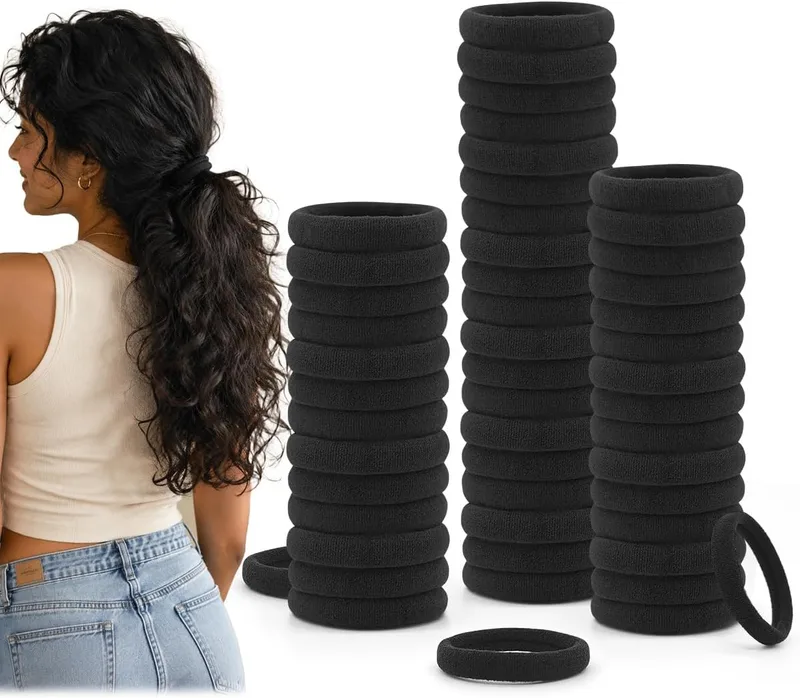 Dreamlover ▫️ Elásticos Pretos para o Cabelo, 50 Unidades, Elásticos para o Cabelo de Mulher, Elásticos que Não Partem o Cabelo, Elásticos para o Cabelo, Elásticos Resistentes para o Cabelo de Mulher