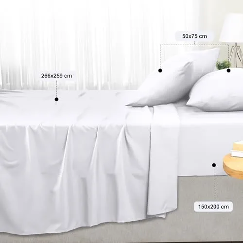 Utopia Bedding ▫️ Conjunto de lençóis de 4 peças 150 x 200 cm, branco 2