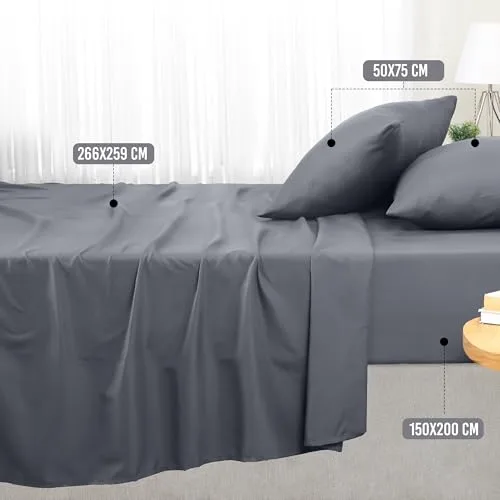 Utopia Bedding ▫️ Conjunto de lençóis de 4 peças 150 x 200 cm, cinzento 2