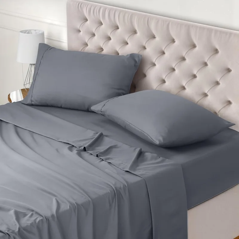 Utopia Bedding ▫️ Conjunto de lençóis de 4 peças 150x200 - Poliéster de microfibra escovada - Certificado Oeko-Tex - Lençol adaptado, lençol plano e 2 fronhas 50x75 (cama 150, cinzento)