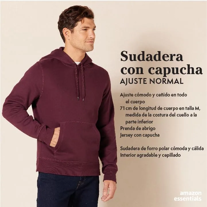 Amazon Essentials ▫️ Camisola com capuz disponível em tamanhos grandes e altos para homem 2