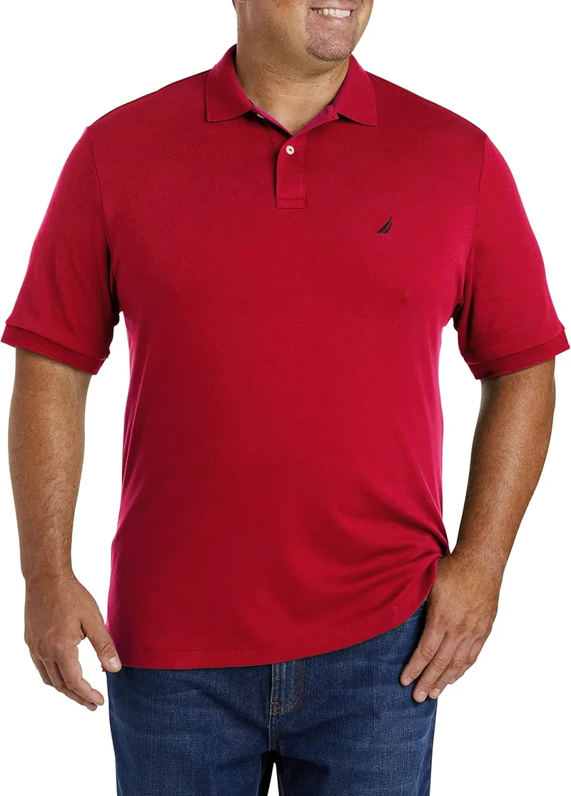 Nautica ▫️ Camisa Polo de Algodão Macio, de Manga Curta e Corte Clássico - Camisa Polo para Homem