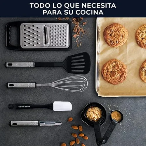 Home Hero ▫️ Utensílios de cozinha resistentes ao calor e antiaderentes - Conjunto de espátulas, colheres, conchas, pinças e tesouras (conjunto de 25 peças em nylon) 4