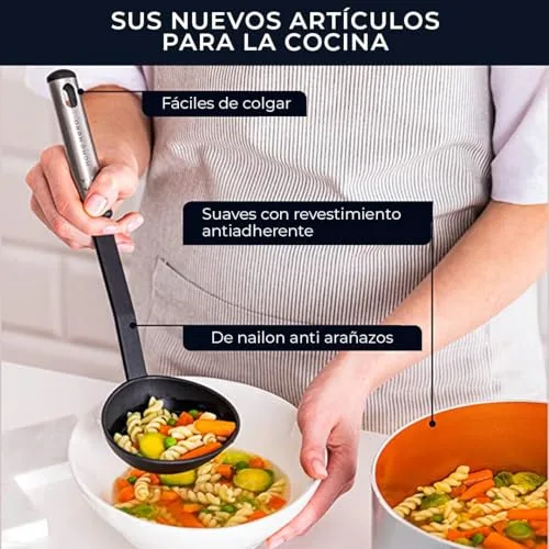 Home Hero ▫️ Utensílios de cozinha resistentes ao calor e antiaderentes - Conjunto de espátulas, colheres, conchas, pinças e tesouras (conjunto de 25 peças em nylon) 6