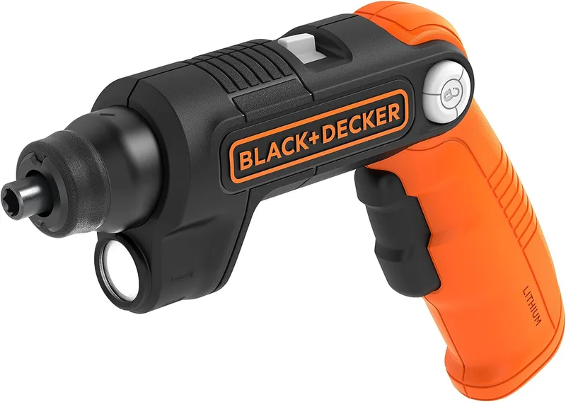 Black+Decker ▫️ Aparafusadora de 3,6 V com bateria de lítio de 1,5 Ah, binário máximo de 5,5 Nm, velocidade de 180 RPM, lanterna LED de 35 lúmenes, inclui 2 bits e carregador, BDCSFL20C