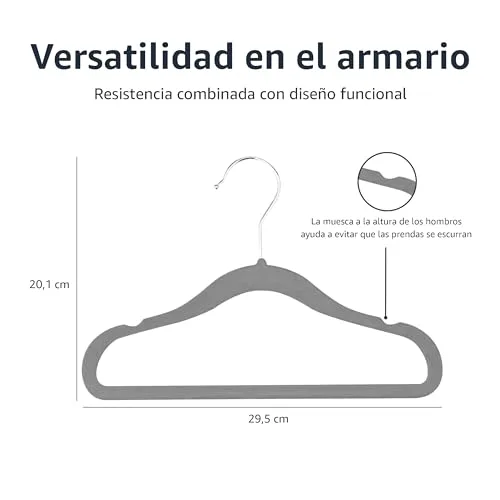 Amazon Basics ▫️ Cabides de veludo antiderrapantes para crianças e bebés, 29,46 cm, embalagem de 50, cinzento 4