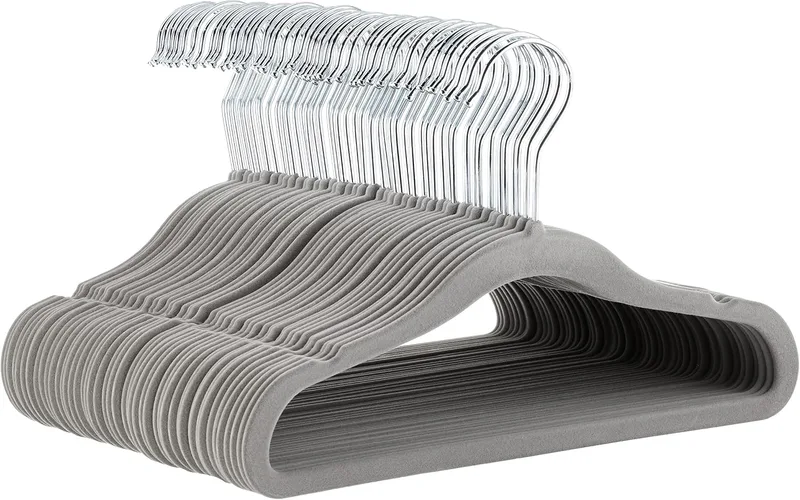 Amazon Basics ▫️ Cabides de veludo antiderrapantes para crianças e bebés, 29,46 cm, embalagem de 50, cinzento