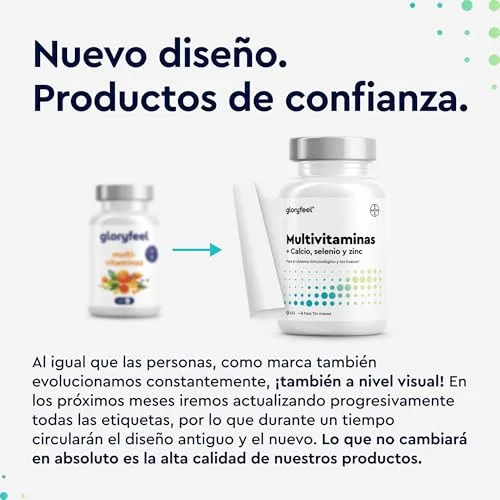 Gloryfeel ▫️ Multivitaminas e Minerais - 450 Comprimidos (Embalagem XL) - Todas as vitaminas A, B, C, D3, E, cálcio, zinco, selénio – Multivitamínico ativo completo para homens e mulheres, perfeito para partilhar 2