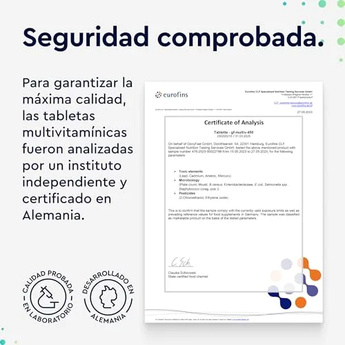 Gloryfeel ▫️ Multivitaminas e Minerais - 450 Comprimidos (Embalagem XL) - Todas as vitaminas A, B, C, D3, E, cálcio, zinco, selénio – Multivitamínico ativo completo para homens e mulheres, perfeito para partilhar 7