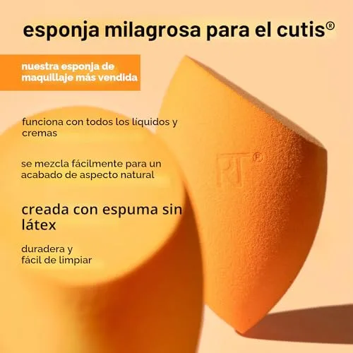 REAL TECHNIQUES ▫️ Miracle Complexion Sponge & Travel - Esponja de aplicação com estojo, laranja 4