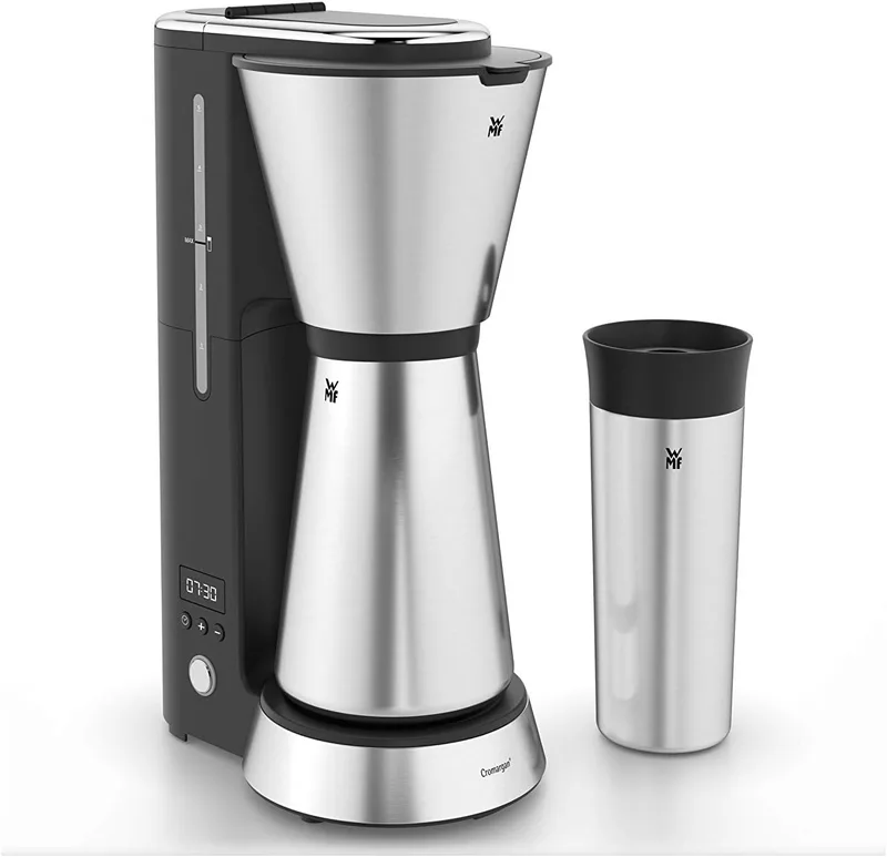 WMF ▫️ Kitchenminis - Máquina de café Aroma de gotejamento com jarro térmico, máquina de café de filtro para até 5 chávenas de café, jarro térmico de 350 ml, programa anticalcário, indicador de nível de água, ecrã digital, filtro removível, 760 W