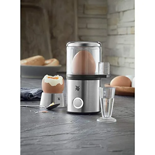WMF ▫️ Kitchenminis - Cozedor de 1 ovo Cozedor de ovos de 55 W, com Tritan sem BPA, inclui suporte para ovos, medidor de água e acabamentos em aço inoxidável Cromargan, luz LED 2