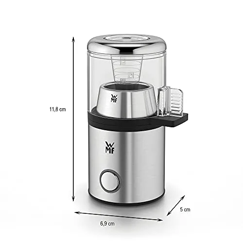 WMF ▫️ Kitchenminis - Cozedor de 1 ovo Cozedor de ovos de 55 W, com Tritan sem BPA, inclui suporte para ovos, medidor de água e acabamentos em aço inoxidável Cromargan, luz LED 3