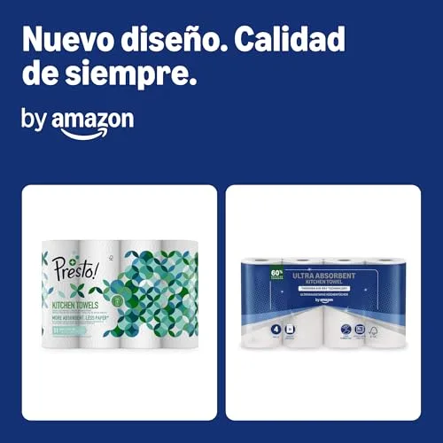 Presto! ▫️ da Amazon: rolo de papel de cozinha TAD ultra absorvente, 32 rolos (8 embalagens de 4), 51 folhas por rolo, (anteriormente «Presto!») 2