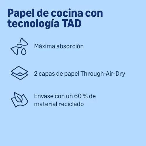 Presto! ▫️ da Amazon: rolo de papel de cozinha TAD ultra absorvente, 32 rolos (8 embalagens de 4), 51 folhas por rolo, (anteriormente «Presto!») 5