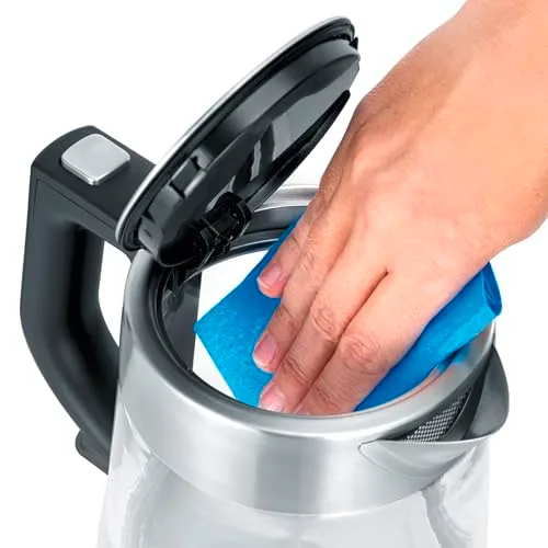 SEVERIN ▫️ Fervedor de água em vidro, jarro para ferver água com ligação sem fios, potente e compacto, fervedor elétrico com filtro anticalcário, aço inoxidável/preto, WK 3468 6