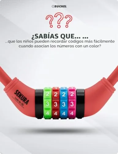 Büchel ▫️ Antirroubo para bicicletas infantis I Colorido e sem chave I Antirroubo para bicicletas com combinação, acessórios para bicicletas infantis, antirroubo para bicicletas infantis 4