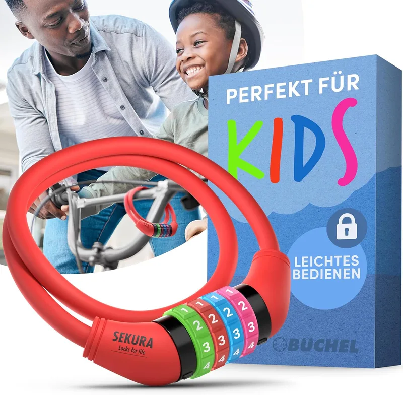 Büchel ▫️ Antirroubo para bicicletas infantis I Colorido e sem chave I Antirroubo para bicicletas com combinação, acessórios para bicicletas infantis, antirroubo para bicicletas infantis