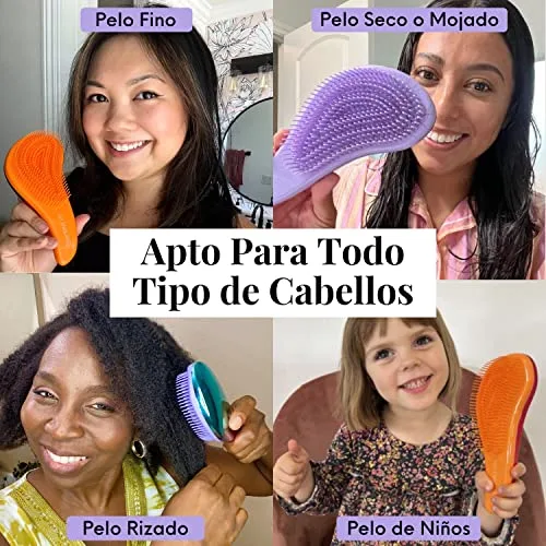 Lily England ▫️ Escova Anti-puxões e Desembaraçante para Cabelo Molhado, Cor Roxa 3
