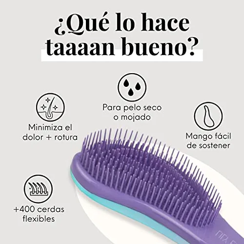 Lily England ▫️ Escova Anti-puxões e Desembaraçante para Cabelo Molhado, Cor Roxa 4
