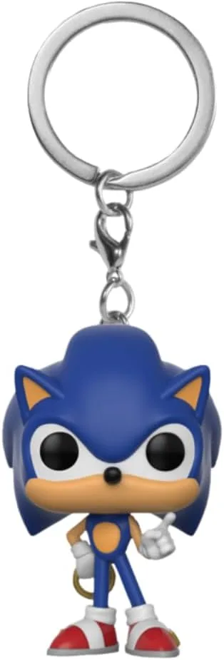 Funko ▫️ Pop! Porta-chaves: Sonic The Hedgehog - Sonic com o Anel | Produtos oficiais de videojogos - Mini-figura para chaves, malas e mochilas - Presente original para fãs