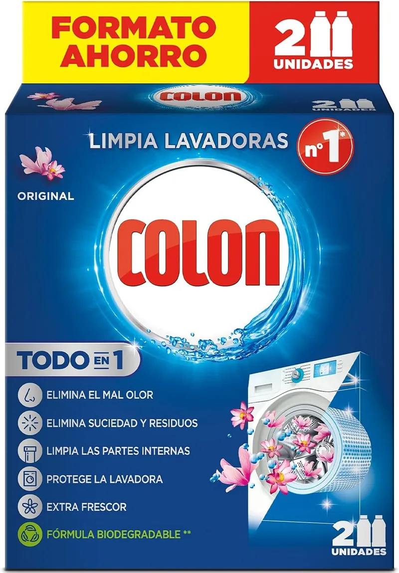 Colon ▫️ Limpador para Máquina de Lavar Roupa, Azul, 250 ml Embalagem de 2, 2 pcs.