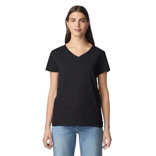 Gildan ▫️ Camisola de algodão pesado com decote em V conjunto de 2 camisolas para mulher 2