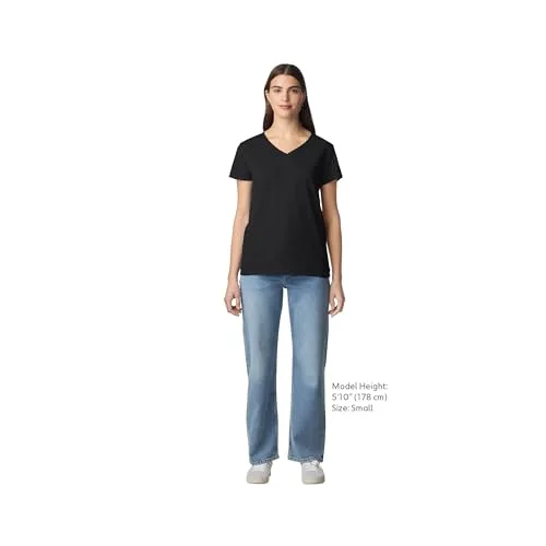 Gildan ▫️ Camisola de algodão pesado com decote em V conjunto de 2 camisolas para mulher 6