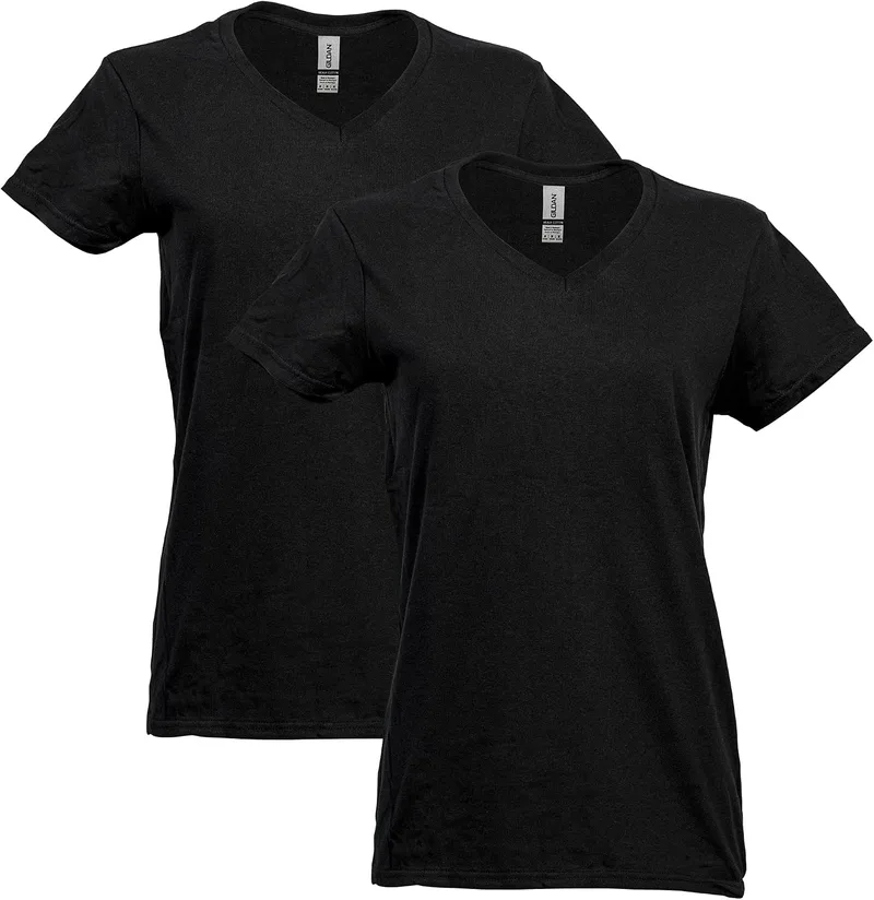 Gildan ▫️ Camisola de algodão pesado com decote em V conjunto de 2 camisolas para mulher
