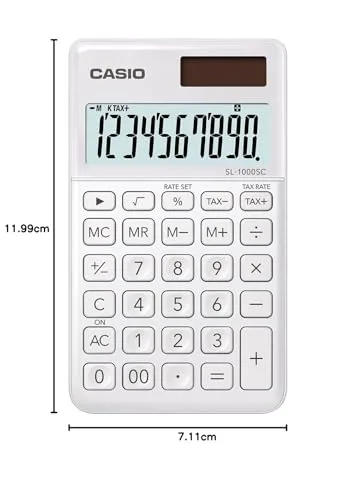 Casio ▫️ SL-1000SC-WE - Calculadora, 0,9 x 7,1 x 12 cm, cor branca 3