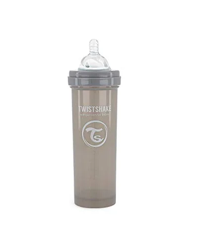 TWISTSHAKE ▫️ Biberão Anticólicos com Recipiente para Leite e Misturador, 330 ml | Tetina de silicone de fluxo rápido com formato de peito | Sem BPA | Para bebés com mais de 4 meses | Cinzento 3