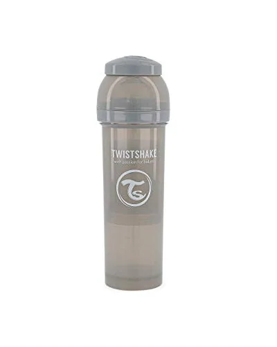 TWISTSHAKE ▫️ Biberão Anticólicos com Recipiente para Leite e Misturador, 330 ml | Tetina de silicone de fluxo rápido com formato de peito | Sem BPA | Para bebés com mais de 4 meses | Cinzento 4