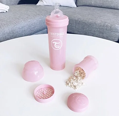 TWISTSHAKE ▫️ Biberão Anticólicos com Recipiente para Leite e Misturador, 330 ml | Tetina de silicone de fluxo rápido com formato de peito | Sem BPA | Para bebés com mais de 4 meses | Cinzento 5