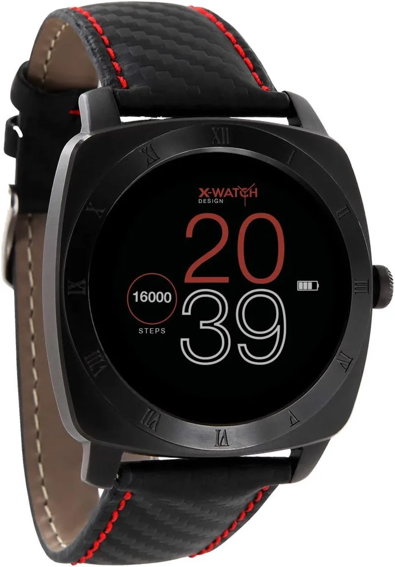 Xlyne ▫️ Relógio de desporto para homem X-Watch 54013 Nara XW Pro, BC Carbono Vermelho Preto