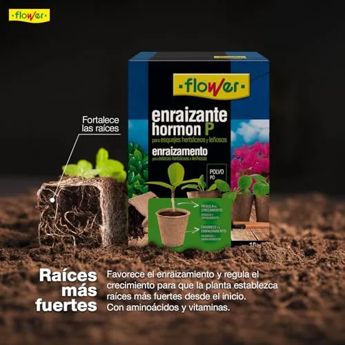 Flower ▫️ Hormona de enraizamento sólida P 50 g | Pó de enraizamento para estacas e transplantes | Com aminoácidos e vitaminas | Estimula o crescimento das raízes | Plantas ornamentais, árvores e árvores de fruto 3