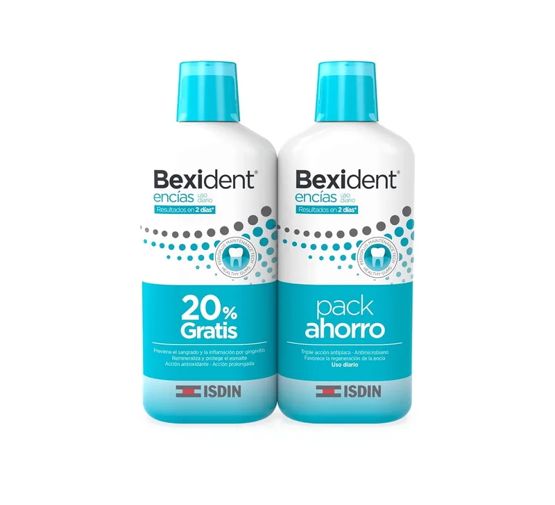 ISDIN Bexident Colutório Gengival de Uso Diário com CPC + Cymenol, Embalagem Económica com 20% de desconto, 2 x 500ml,