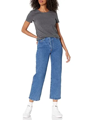 Amazon Essentials ▫️ Camiseta de manga curta com gola redonda e corte reto para mulher, embalagens múltiplas 6