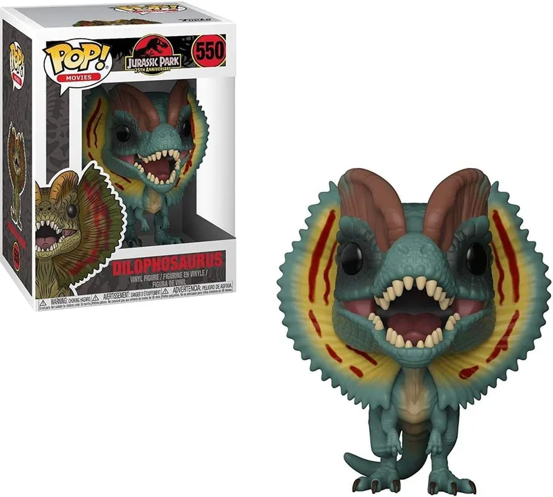 Funko ▫️ Pop! Movies: Jurassic Park - Dilophosaurus - 1/6 Chance de obter a variante rara Chase - Figura de vinil colecionável - Ideia para presente - Mercadoria oficial - Fãs de cinema