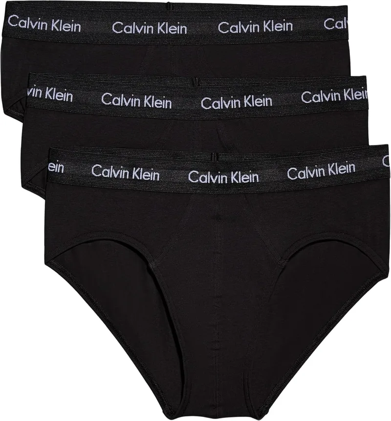 Calvin Klein ▫️ Conjunto de 3 cuecas Hip Brief para homem, em algodão elástico