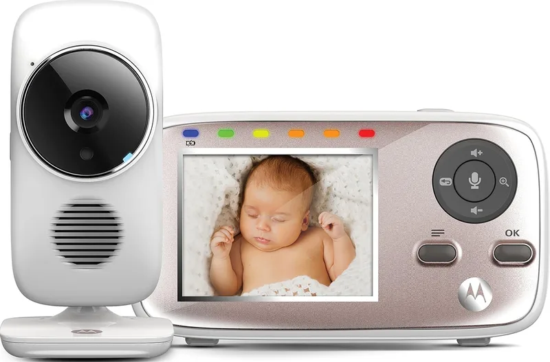 Motorola ▫️ Nursery MBP667 Connect - Monitor de bebés com vídeo Wi-Fi e ecrã LCD a cores de 2,8 polegadas, modo Eco, alertas de movimento, som e temperatura ambiente, branco