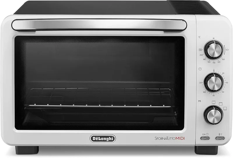 De'Longhi ▫️ Sfornatutto Midi – Forno elétrico de 24 litros, com funções de forno, grelhador, cozedura lenta e manutenção da temperatura, 24 litros